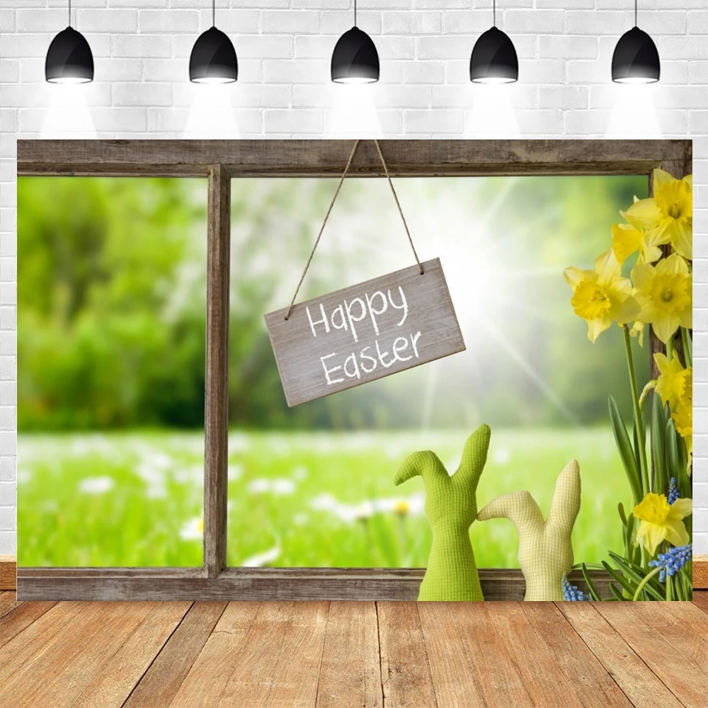 

Yeele Spring Easter Eggs Rabbit Window Newborn Baby Portrait Backdrop Vinyl Photography Background For Photo Studio Photophone