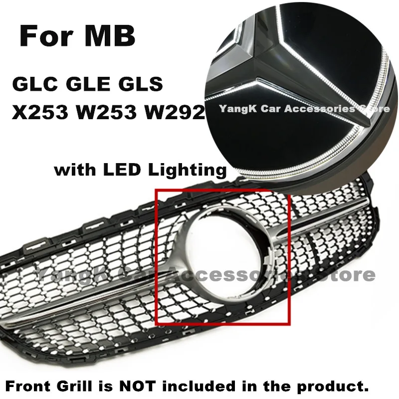 

Free Shipping Car LED Logo Emblem Light GLC GLE GLS X253 W253 W292 W166 Front Grille Replaced Car Badge LED Illuminated