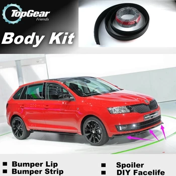

Bumper Lip Deflector Lips For Skoda Rapid Front Spoiler Skirt For TopGear Friends to Car Tuning View / Body Kit / Strip