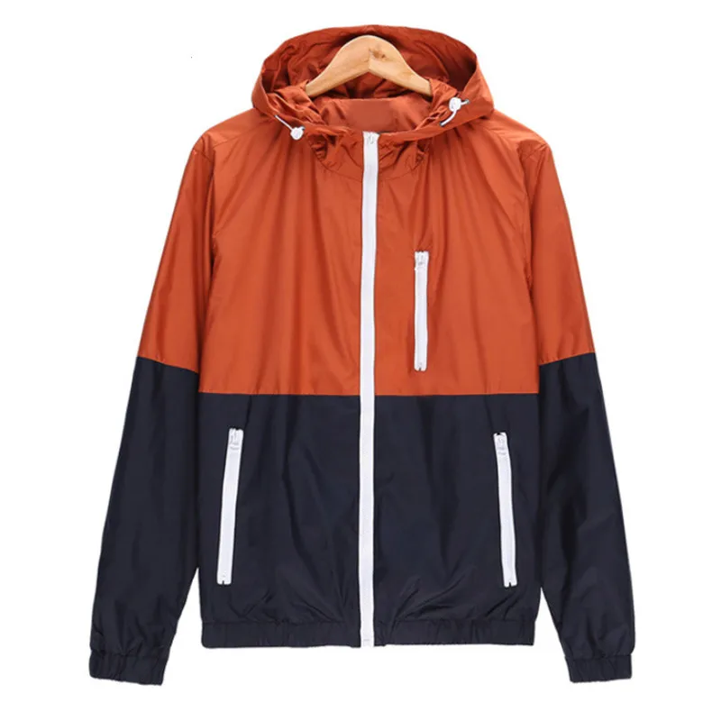 

Jacket for Hooded Patchwork Color Zipper Up Jackets Windbreaker Men Casual Spring Autumn Lightweight Jacket Outwear Cheap
