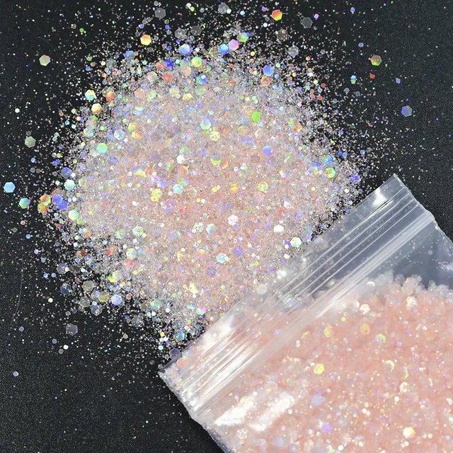 50g Chunky Glitter Holographic Iridescent Opal Fairy Drops Nail Art Unicorn Cosmetic Mixed Hexagon Sequins Manicure Glitter  &*& 2