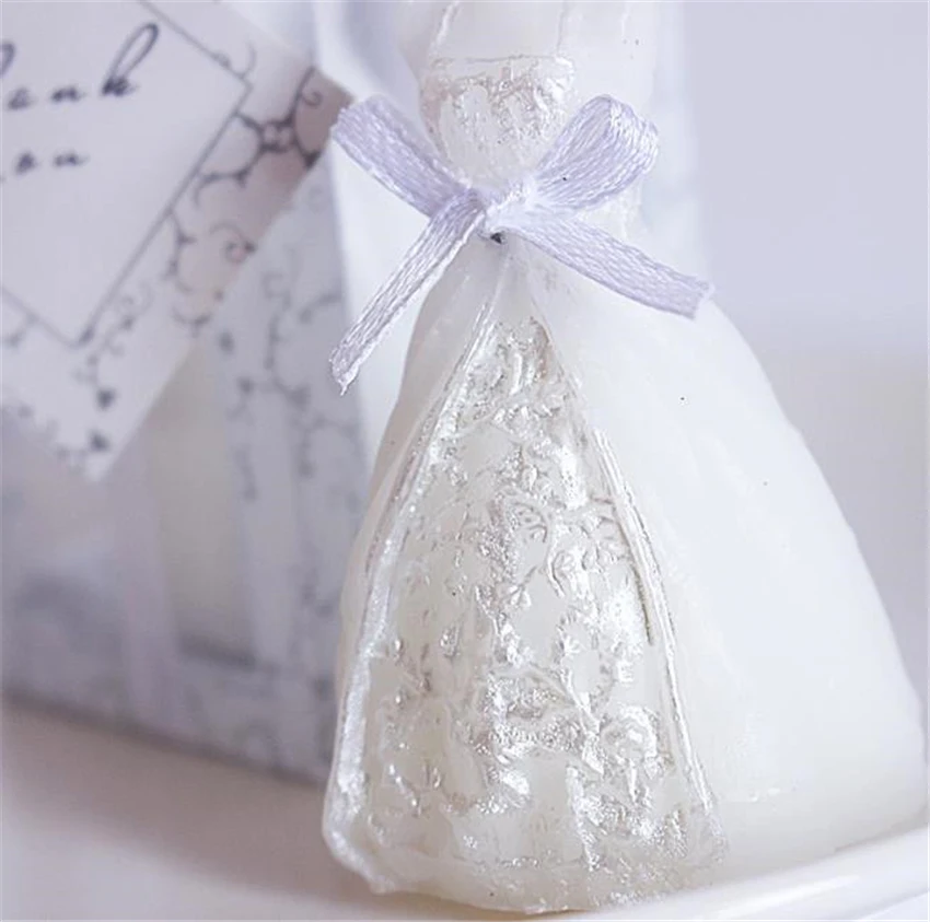 1PC White Wedding Bride Dress Shape Design Candle,Elegant Bridal Boxed Candles Valentine's Day Wedding Party Surprise Decor Gift