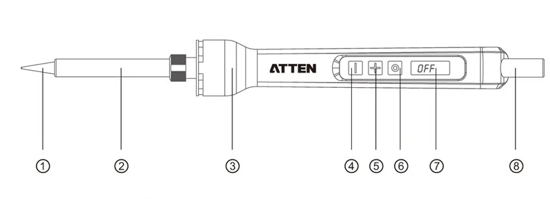 ATTEN Электрический паяльник с регулируемой температурой, портативная цифровая паяльная станция, ЖК-дисплей, автоматический режим сна, ESD ST-2080D