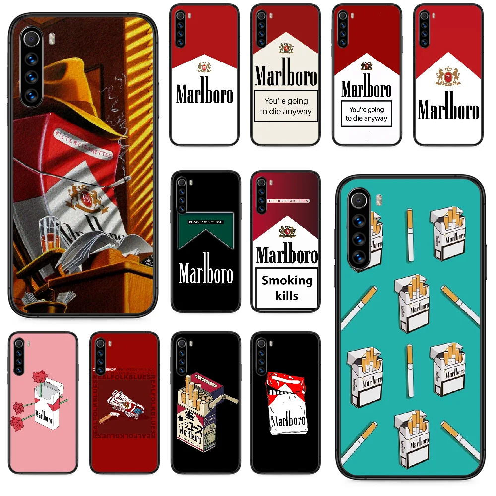 

marlboros cigarette Phone case For Xiaomi Redmi Note 4A 4X 5 6 6A 7 7A 8 8A 4 5 5A 8T Plus Pro black back silicone coque
