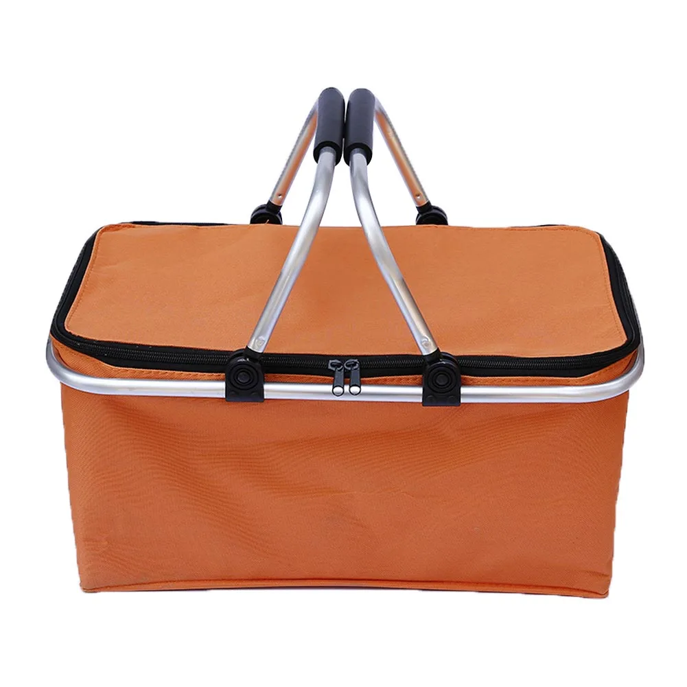 Folding Picnic Camping Shopping Basket Insulated Cooler Cool Hamper Zip Hand Bag Waterproof Bags PAK55