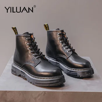

2020 Autumn Winter Fashion Women Boots Vintage Style Casual Woman Shoes Lace-Up Single Shoes Waterproof Motorcycle Boots Student