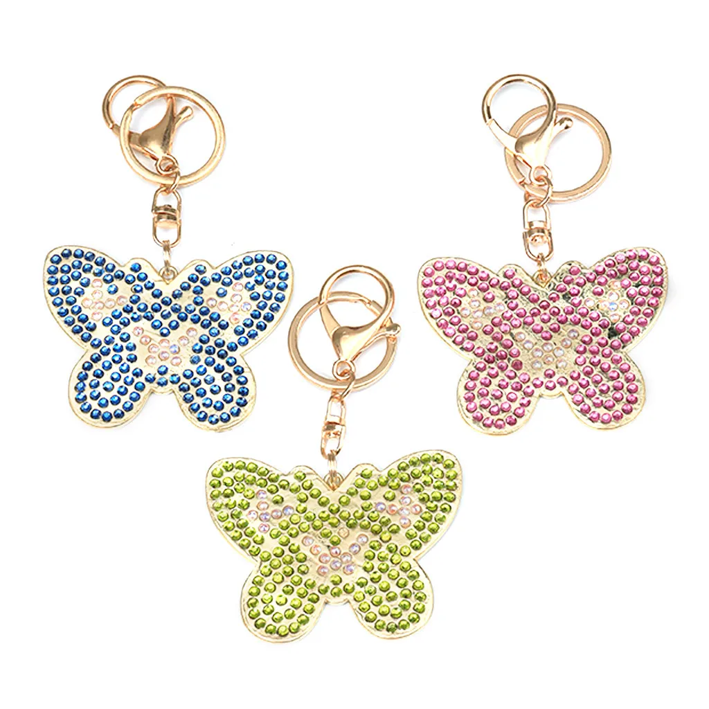 

Education For Kids Fun Learning Toys For Children 3Pcs DIY Toy Butterfly 5D Diamond Painting KeyRing Key Chain Pendant Gift W826
