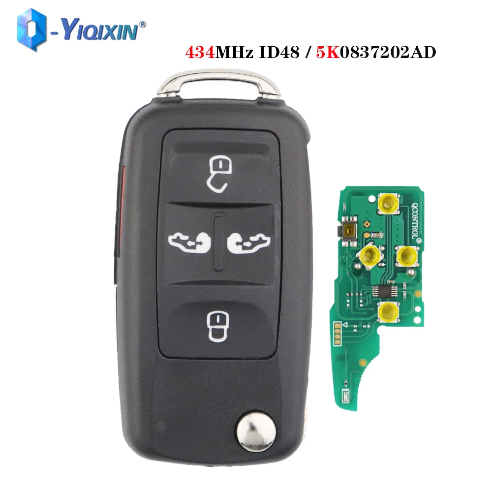 YIQIXIN 5 PCS Fob Remote Flip Folding Buttons Key For VW Volkswagen Sharan Multivan T5 Caravelle MPV ASK 434mhz ID48 Chip Auto | Автомобили