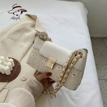 

Summer Lock PU Small Daisy Elegant Handbag Chain High Quality Mini Crossbody Bag Fashion Design Brand Classic Trend Shoulder Bag
