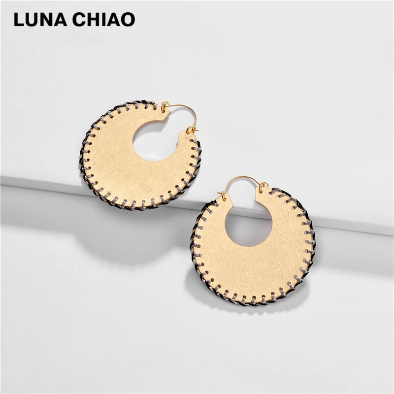 LUNA CHIAO модные большие металлические серьги обруч плетеные ручной работы большой