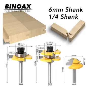 

3 Pcs Tongue & Groove Joint Assembly Router Bit 45 Degree Lock Miter Route Set Stock Wood Cutting