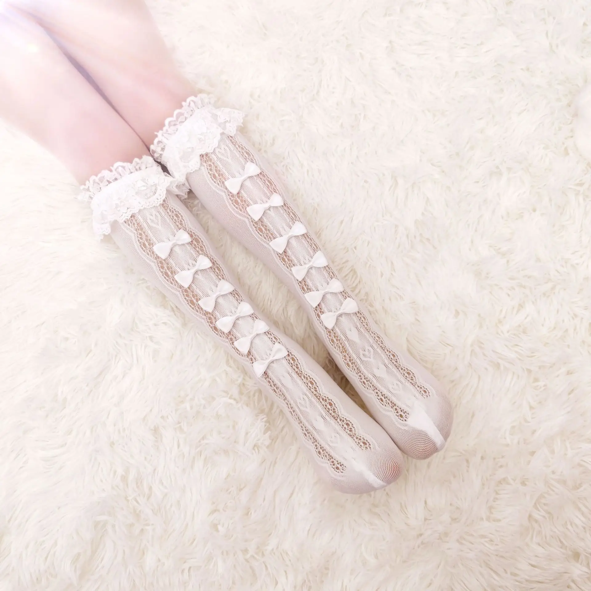 Esihou Lolita Socks Japan Anime Cosplay Bowknot Loose Lace Maid Knee Highs -Zentai shop online H68ca0ffc343e44b6b8481aec9dea34e1y.jpg