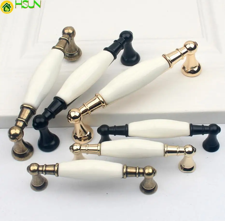 

3.75'' 5''ceramic Drawer Pull Handles Dresser Pulls Gold Antique Bronze Black White Kitchen Cabinet Decorative Hardware