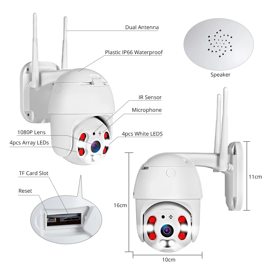 KERUI уличная Водонепроницаемая беспроводная CCTV IP камера 1080P купольная с WiFi