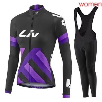 

2020 Pro Team Women cycling Jersey Long Sleeve bike MTB Jersey bib pants suit Quick Dry Breathable racing bicycle clothing K2401
