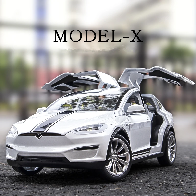 Модель автомобиля Tesla Model X из сплава литая металлическая игрушечная