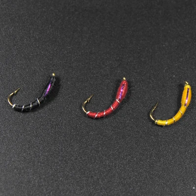 Mixed Color 10PCS Wifreo 10 шт. 12# Caddis Larva Chironomid Midge Pupa зуммер Зебра Нимфа форель Мухи нахлыстом рыболовный крючок черный красный оранжевый - Цвет: Mixed Color 10PCS