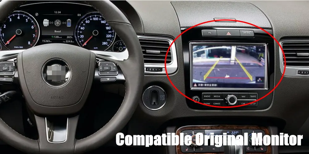 Liislee Car For Volkswagen Touareg 2014~2016 Original Screen Upgrade Reverse Dynamic Trajectory Image Rear Camera Trunk Handle 7