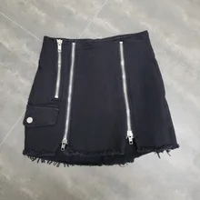 Осенний тренд высокая Талия короткий участок сухой джинсовый юбка молния украшения нижние шорты анти-легкая юбка