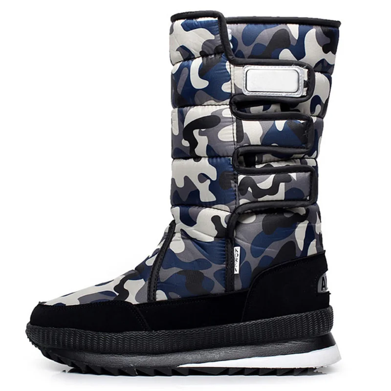 gray and Camouflage Модные ботинки на платформе женская обувь теплые меховые женские зимние ботинки камуфляжная Зимняя обувь женские зимние ботинки до середины икры - Цвет: gray and Camouflage