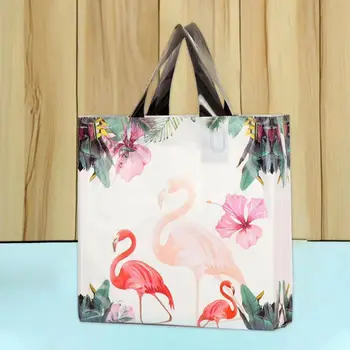 

Fashion Female Plastic Bags New Printed Handy Shopping Totes 50pcs Folding Resusable Large Capscity Handbags Gift Packaging Pack