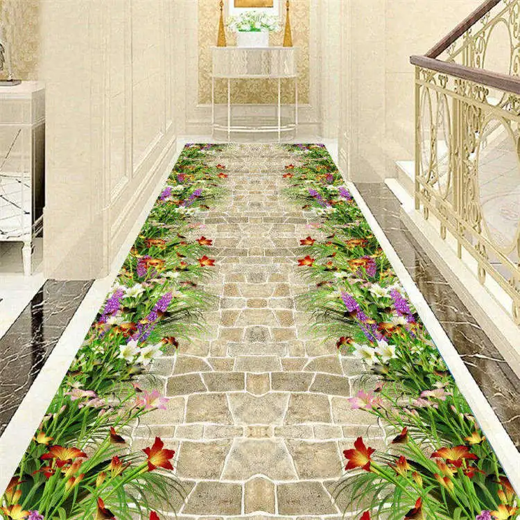 Креативные 3D коврики для прихожей и ковров для спальни гостиной травяной ковер с цветочным принтом для ванной комнаты кухонный коврик для дорожек Противоскользящий - Цвет: 2