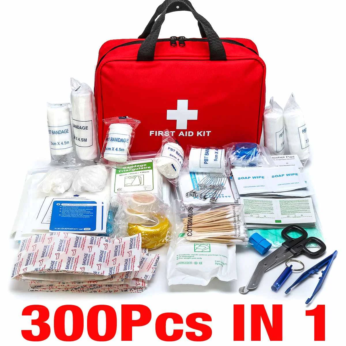 Kit de primeros auxilios portátil para viajes al aire libre, Camping, casa, bolsa de emergencia para el hogar, Kit de supervivencia, 300 Uds.
