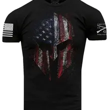 Personalized Stars and Stripes Skull Print T-shirt Summer men's sports travel short sleeve 2021 new men's street wear shirts