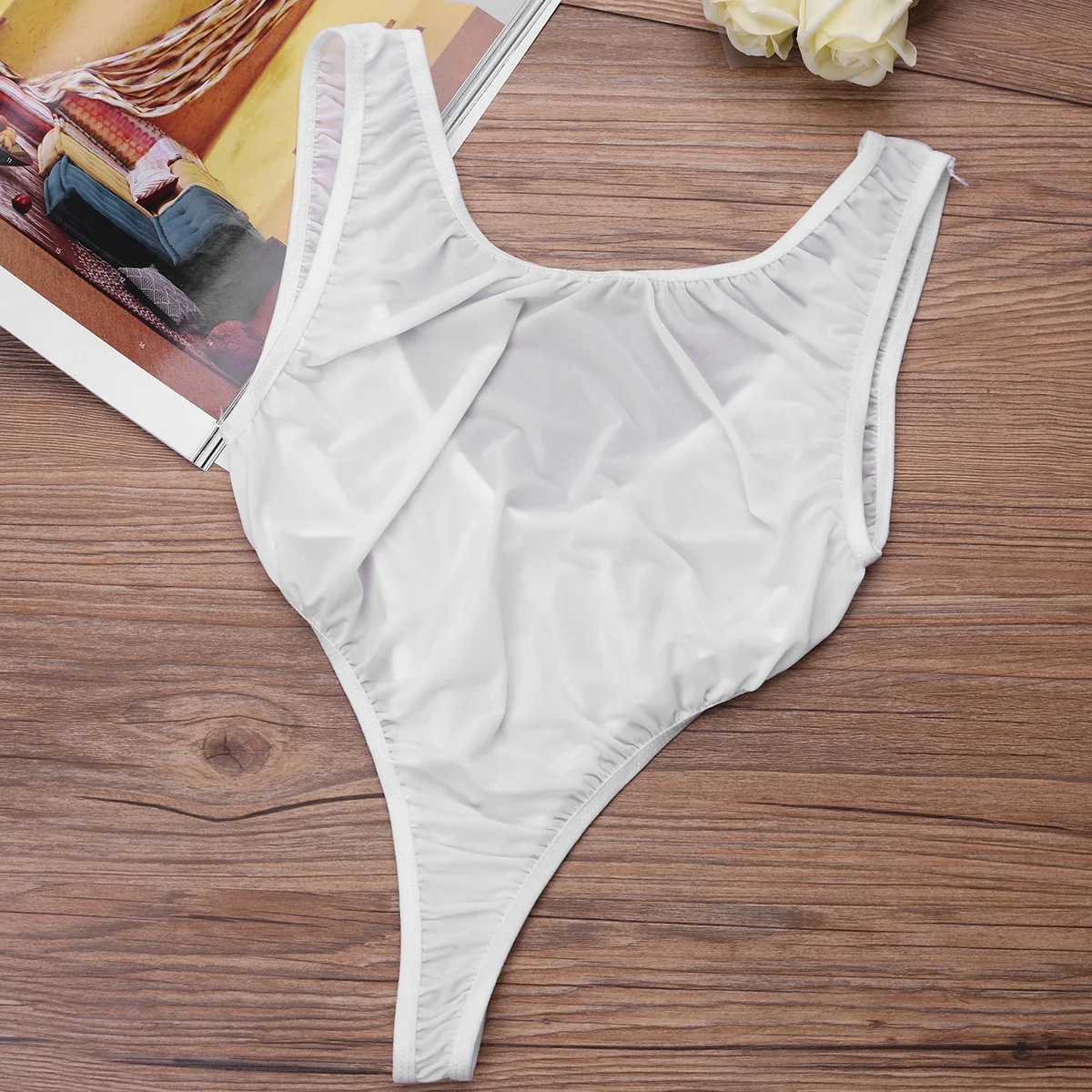 Women One Piece Swimsuits Swimwear High Cut Thong Leotards Bathing Suit Leotard Bodysuit Underwear Beach Bathing Clothes - 3