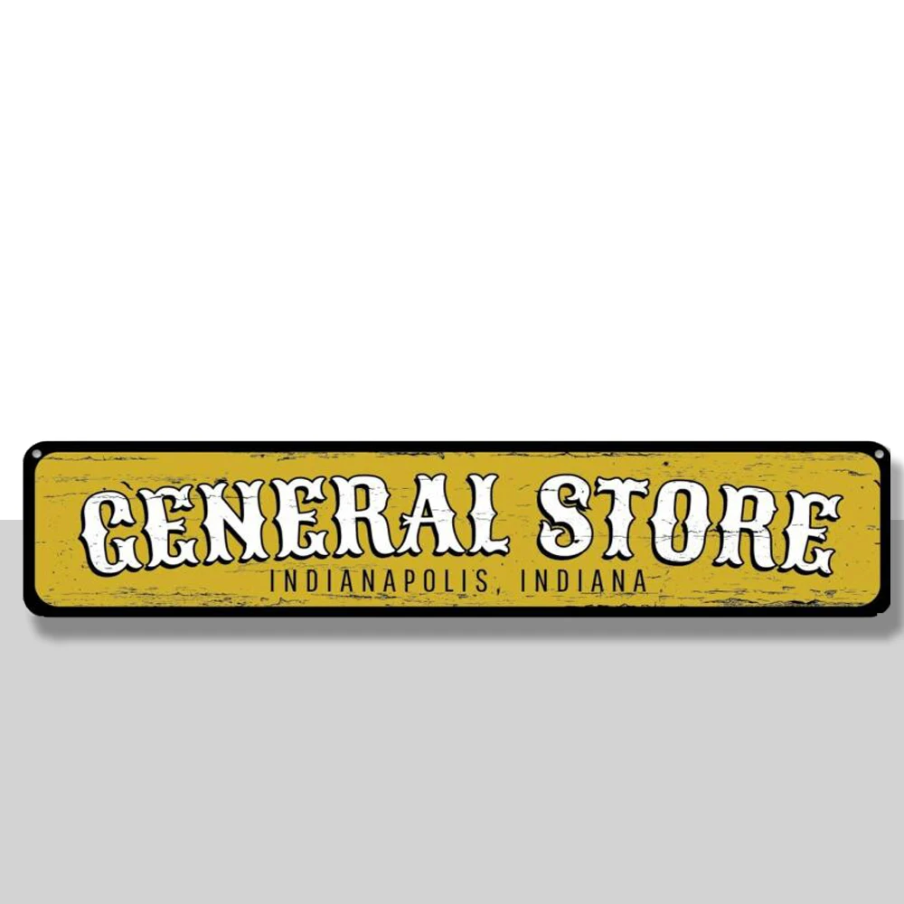 General Store Location Sign Personalized City State Metal Wall Decor - Aluminum | Дом и сад