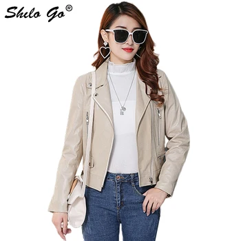 

Genuine Leather Jacket Highstreet Minimalist Notched Neck Buckle Belted Solid Sheepskin Coat Women Autumn Casual Moto Outwear