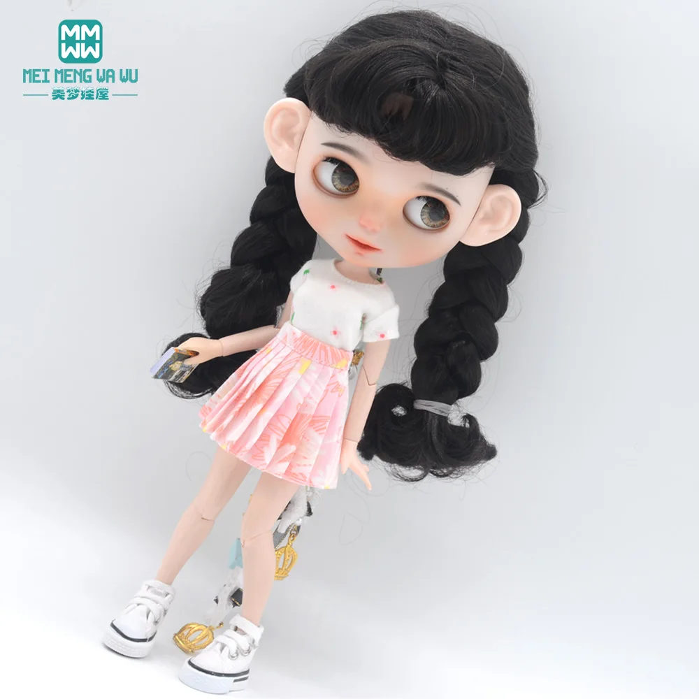 

Clothes for doll fashion T-shirt skirt sneakers fits 28-30cm Blyth Azone OB22 OB24 doll accessories