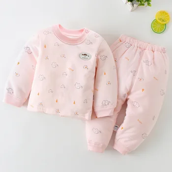 

Winter two - piece baby underwear set Baby children long Johns boy cotton padded cotton warmer autumn