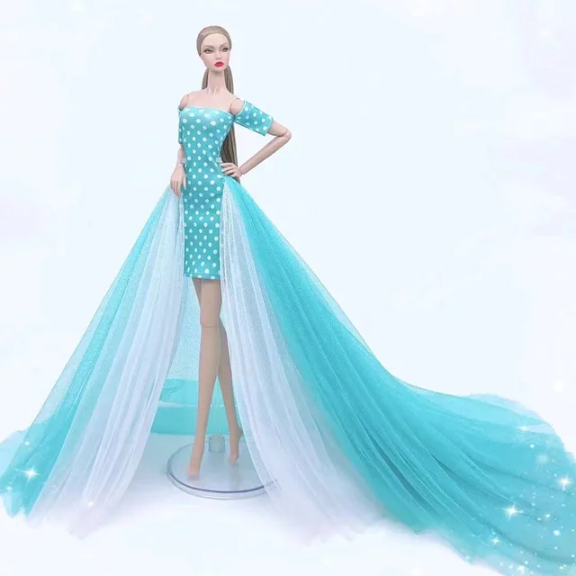 case for barbie doll clothes Princess dress trailing wedding bride marriage dress for barbie accessories toys house ornaments see chart8