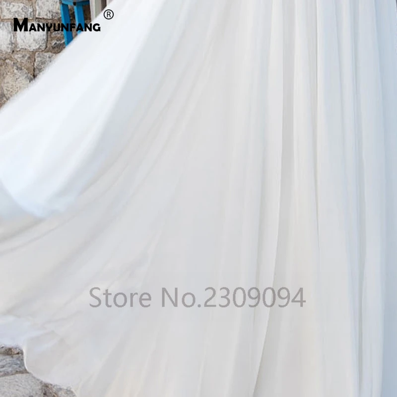MANYUNFANG Mariage A Line vestido noiva прозрачное мягкое шифоновое богемное свадебное платье с пуговицами на спине, платье невесты