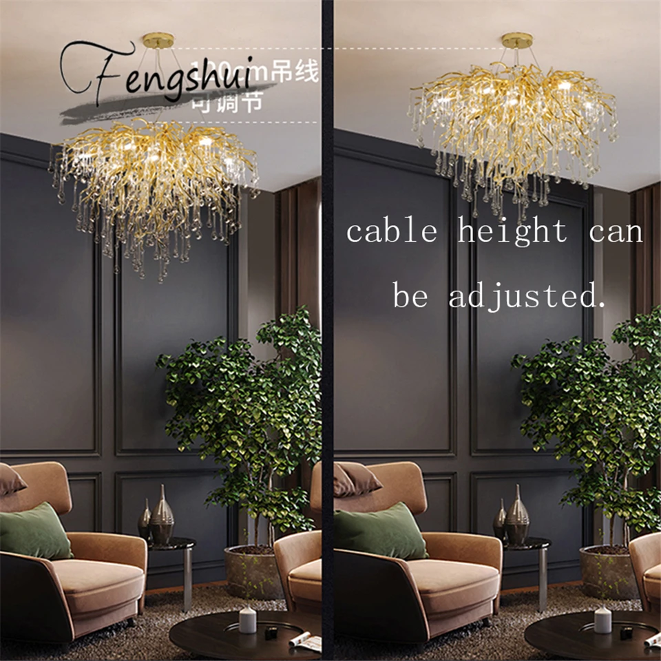 US $286.00 Nordic Loft Ceiling Led Chandelier Crystal For Kitchen Living Room Villa Staircase Lighting Hanging Lamp Crystal Hanging Lamp