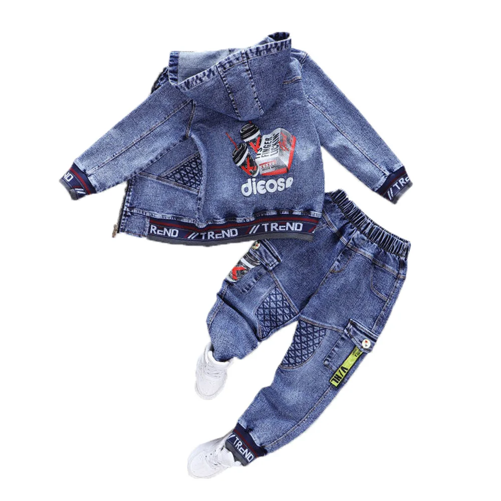 Spring & Autumn Cowboy Child Sets New 2022 Korean Version Clothes For Teens Kids Clothes Boys Two-Piece Denim Coat Casual Jacket - Image 5