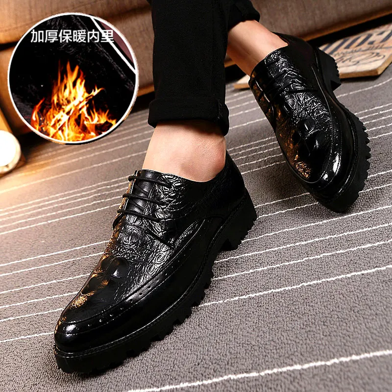 Новая роскошная модная свадебная деловая обувь мужские классические полуботинки с крокодиловым узором Мужская официальная обувь - Color: 02600 black