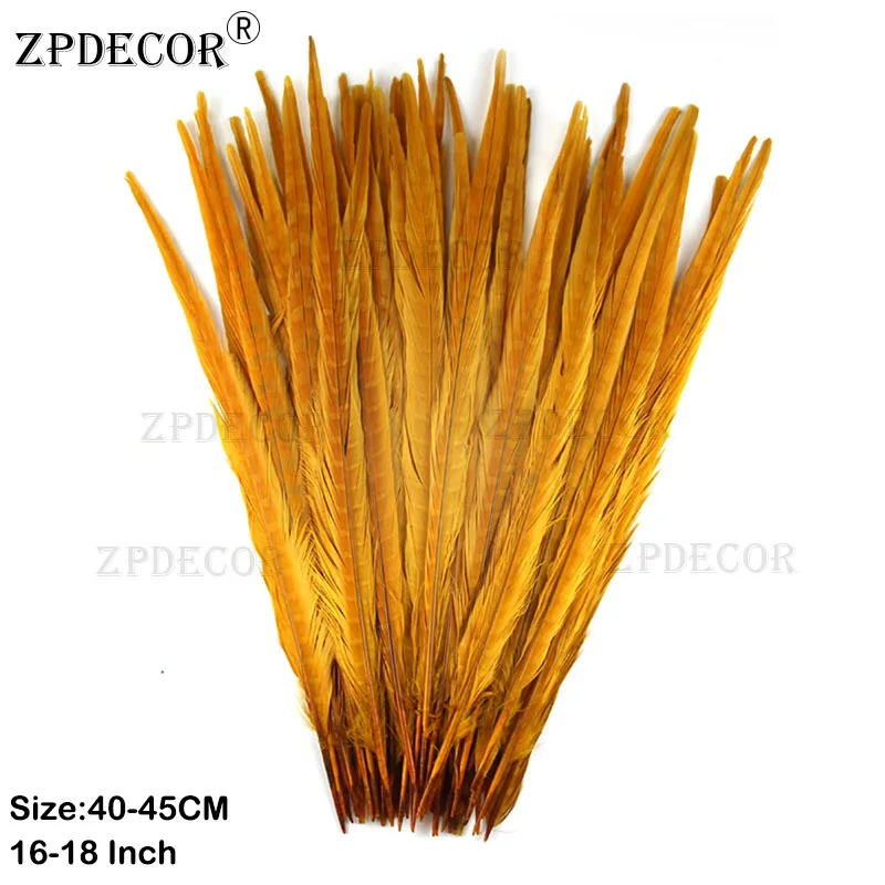 Zpdecor 40-45 см перья фазана для поделок - Цвет: Золотистый