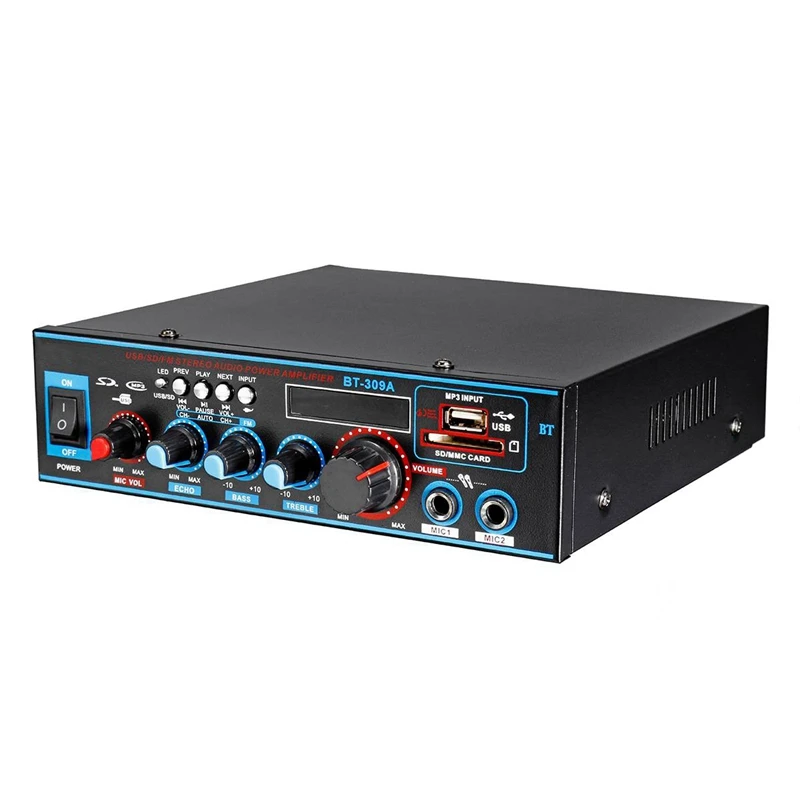 

BEST800W Audio Power Amplifier with US Plug 12/220V 2 Channel Mini HIFI Wireless Bluetooth Digital Audio Amp for Home Theater/Ca