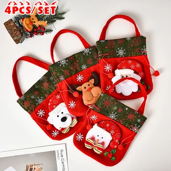 

4pcs 22.5*19.5CM Candy Bag Three-dimensional Doll Christmas Candy Bag Cute Christmas Gift Bag For Sweeties Chocolates