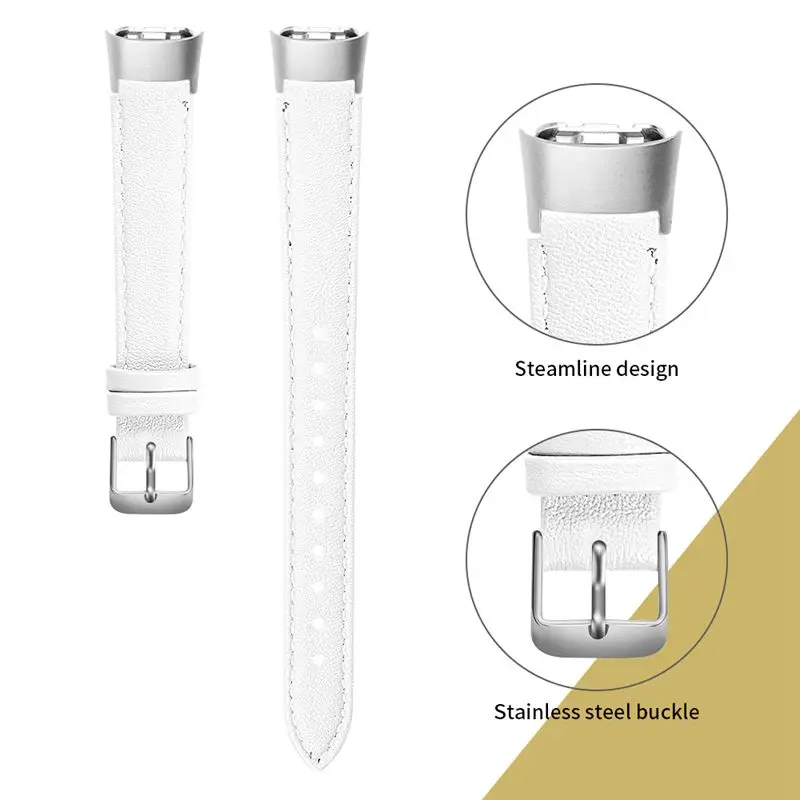 OULUCCI leather watch band for Samsung galaxy SM R370 watch band Metal Bracelet strap for samsung galaxy watch strap - Цвет: white 2