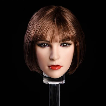 

1/6 European American Female Head Sculpt with Short Hair - Brown