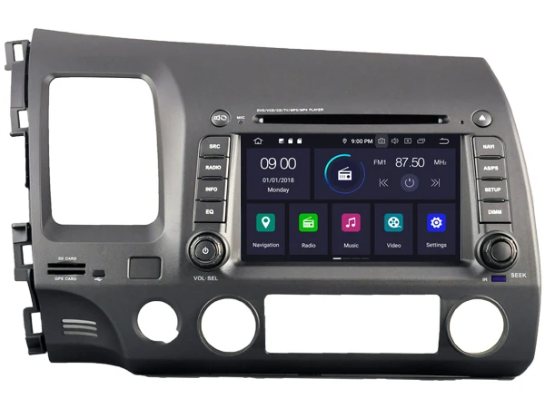 RUISO 4g+ 64g 8-Core автомобильный DVD плеер Android 9,0 для HONDA CIVIC 2006 автомобильный мультимедийный DVD Авто Радио Стерео 1080P GPS wi-fi DVR dab obd ips