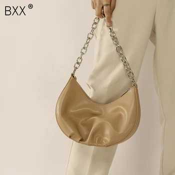 

[BXX] Folds Design Solid Color PU Leather Crossbody Bags For Women 2020 Summer Sweet Shoulder Bag Ladies Travel Handbags HN186