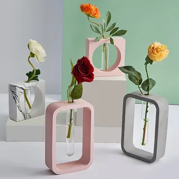 

3D Solid Cement Flower Vase Creative Desktop Decoration Ornaments Transparent Flower Arrangement Photograph props Art Vases Gift
