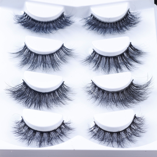 4Pair 3D Mink Eyelashes Fluffy Dramatic Eyelashes Makeup Wispy Mink Lashes Natural Long False Eyelashes Thick Fake Lashes