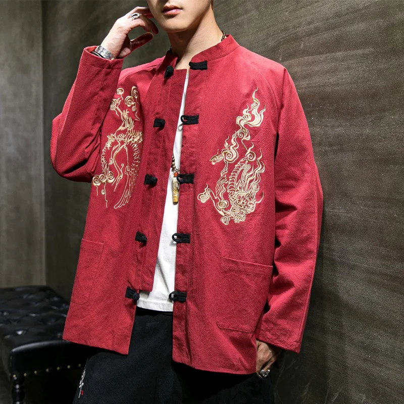 Традиционная китайская одежда для мужчин верхняя мужская куртка Мандариновый