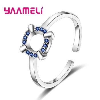 

Minimalism Newest Rings for Women Female 925 Sterling Silver with Blue AAA Zircon Round Loop Circle Charm Bague Bijoux Jewelry
