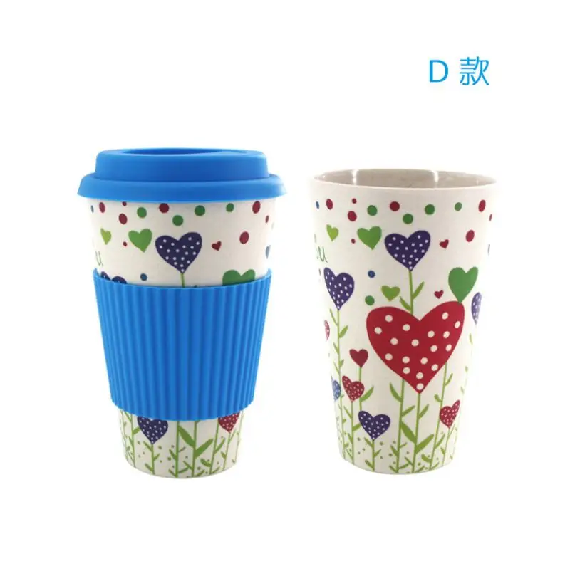 Многоразовые чашки для кофе из бамбукового волокна, кружки, кружка для путешествий, Кружка для напитков и воды, здоровая - Цвет: Синий